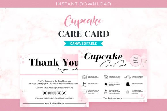 Cupcake Care Card Editable Template PDF