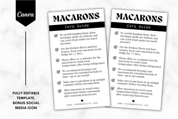 Custom Macaron Care Card Template Mini 3: The Professional Touch Your Bakery Needs