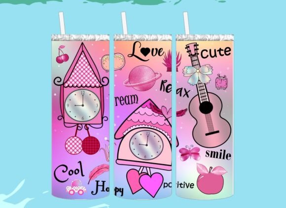 Pink Clock Guitar 20oz Tumbler Wrap Png: A Versatile Digital Asset for Creators