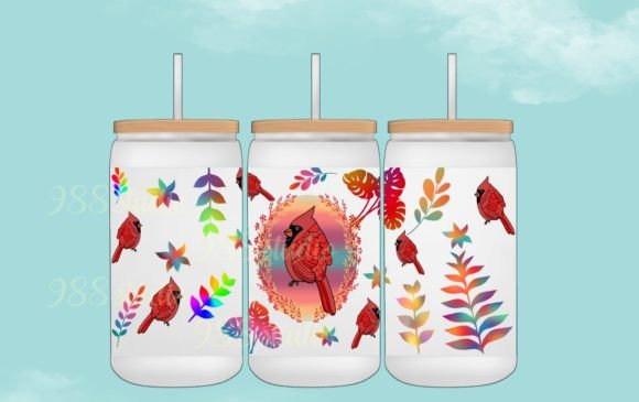 Unleash Your Creativity with the Red Cardinal Bird 16oz Coffee Glass Can Design